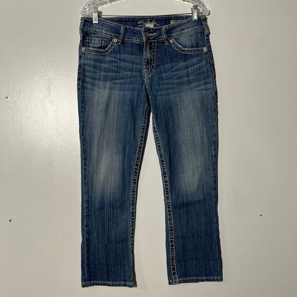 Silver Jeans Suki Capri Straight Blue Denim Jeans Womans Size 30 - Picture 1 of 7